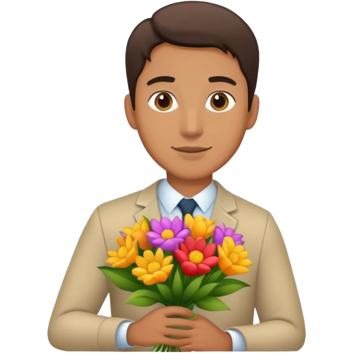 Man holding flowers emoji