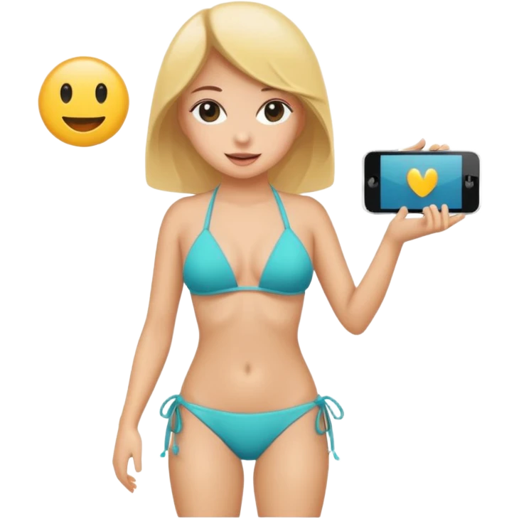 a girl wearing a bikini and showing her Uber things emoji