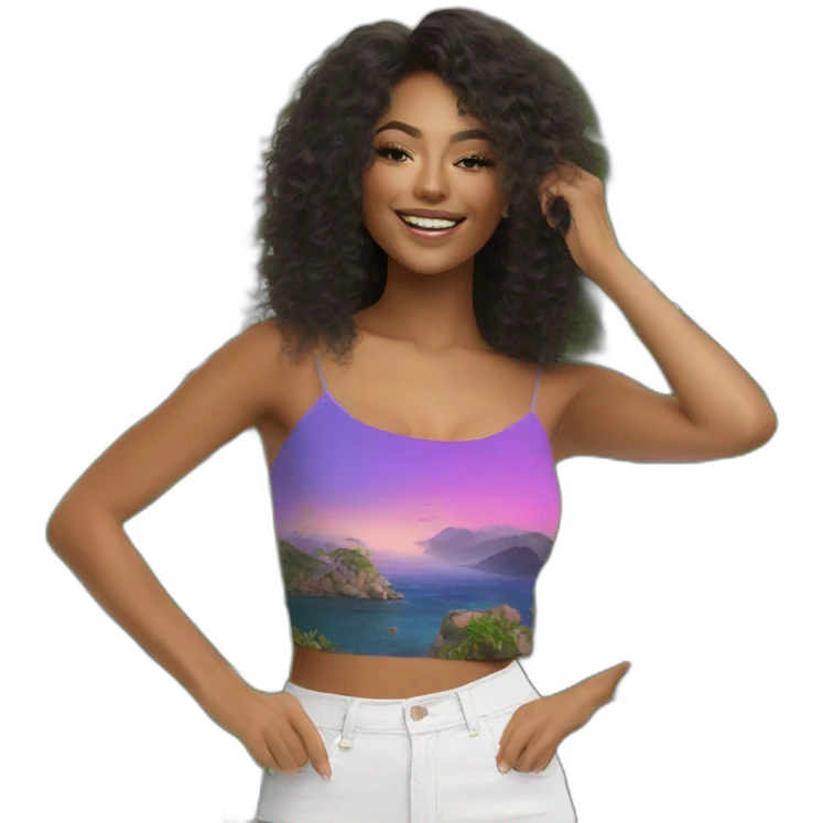 Beautiful woman high crop top emoji