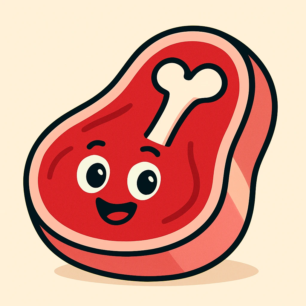 cartoon steak with a bone emoji