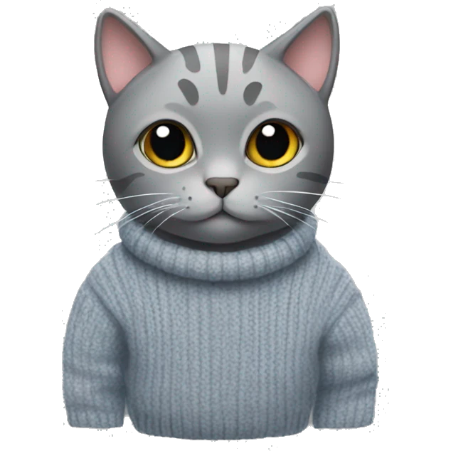 Grey cat with a sweater emoji