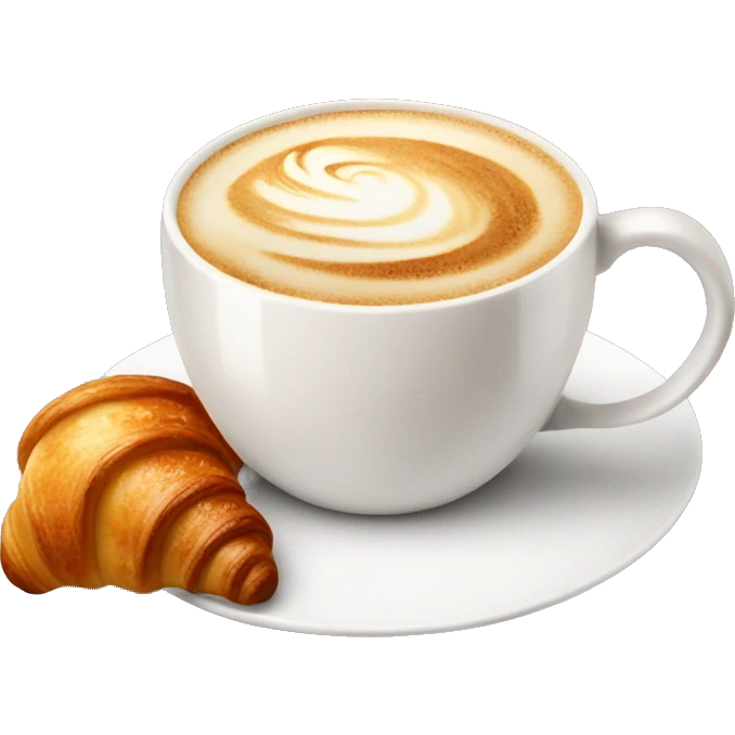 Cup of cappuccino with croissant emoji