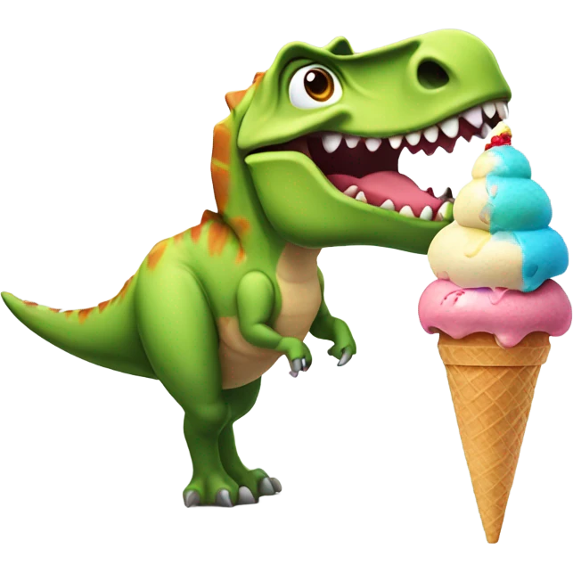 Dino eating ice cream emoji