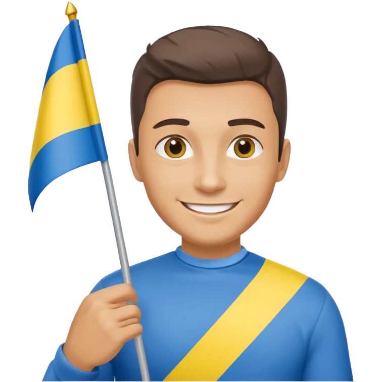 photorealistic Ukrainian man with the flag of Ukraine emoji