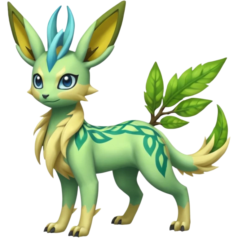  Exotic Ivy Dragonic Feathery Scaly Meloetta-Manectric-Leafeon-Electrike-Jolteon-Zygarde-Renamon-hybrid-fusion-Fakémon-creature, full body emoji