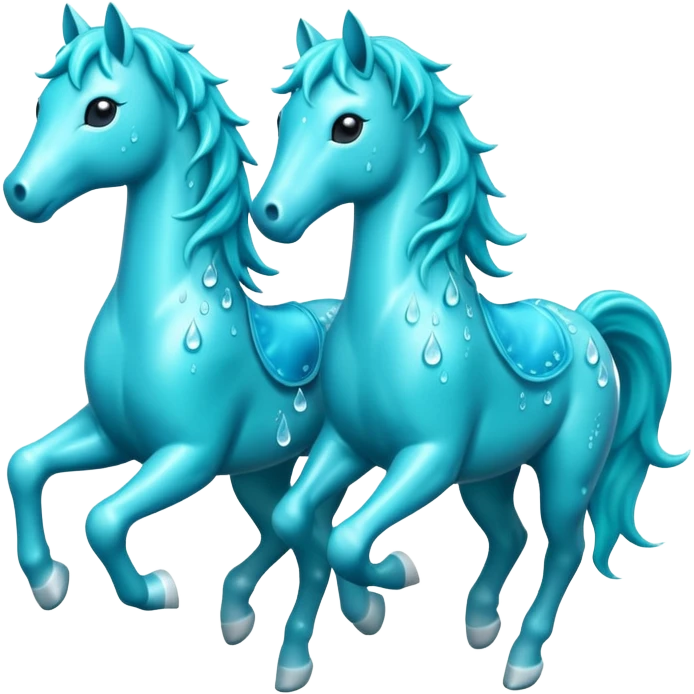 Water Horses run With drops The color is turquoise  emoji