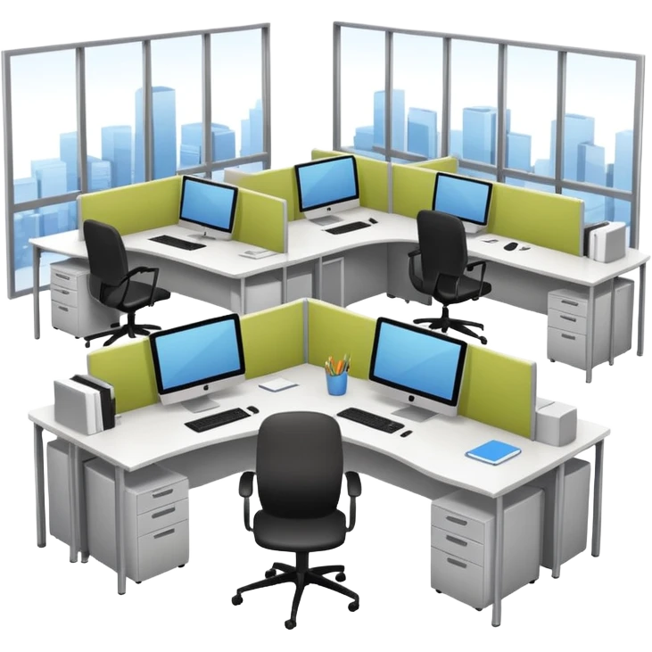 open office workspace with desks emoji