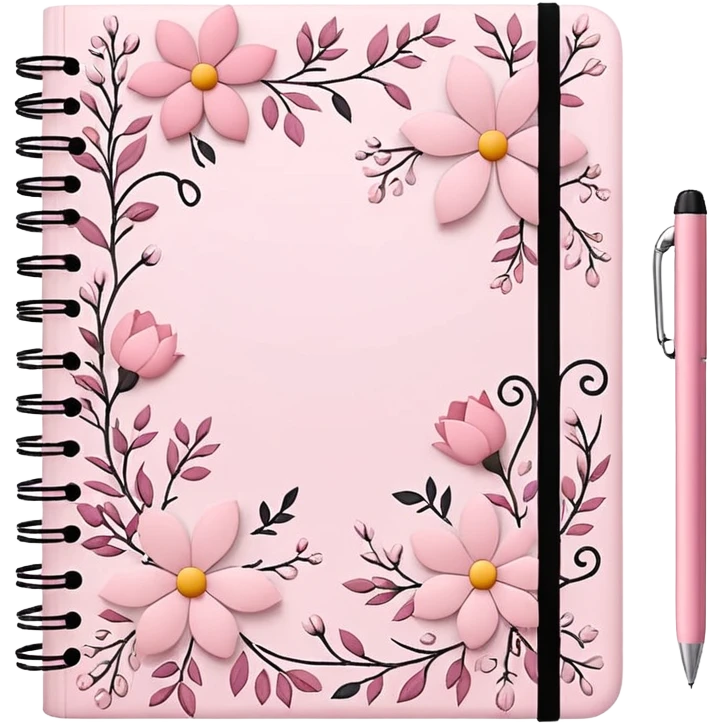 An composition notebook cover with a cute floral pink pattern emoji