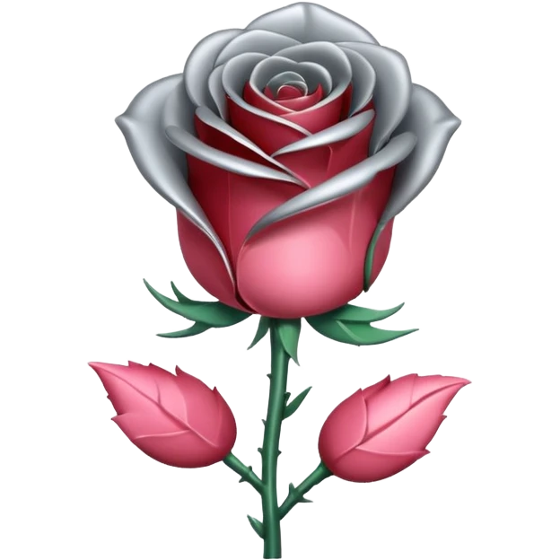 gray metal chrome rose, without green leaves, just flower emoji