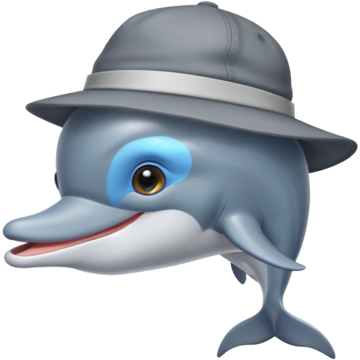 Dolphin wearing a hat emoji