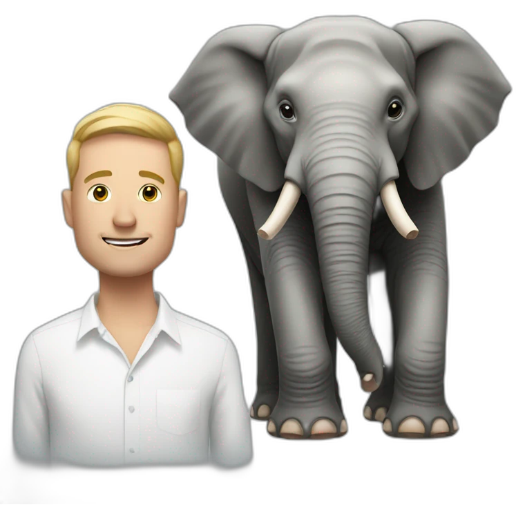 elephant with a white man next to him emoji
