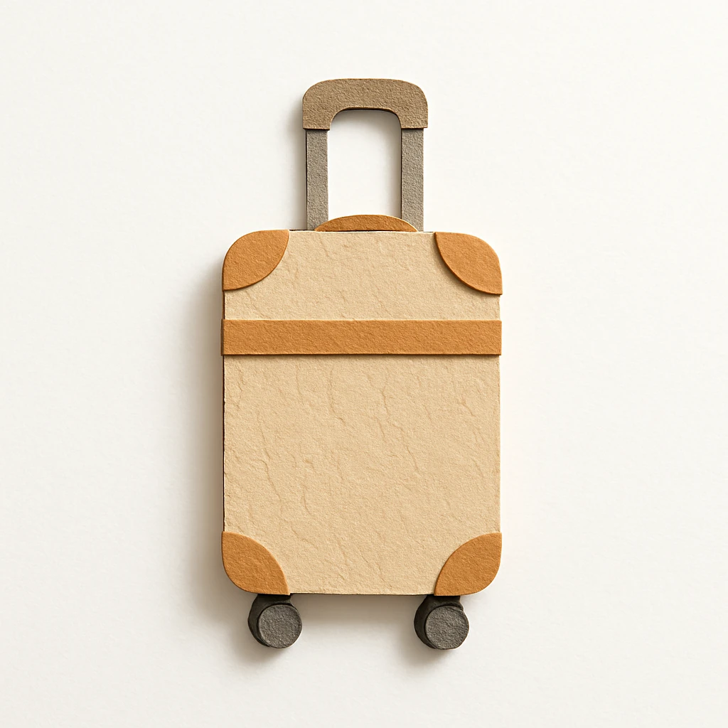 beige and tan suitcase on wheels emoji