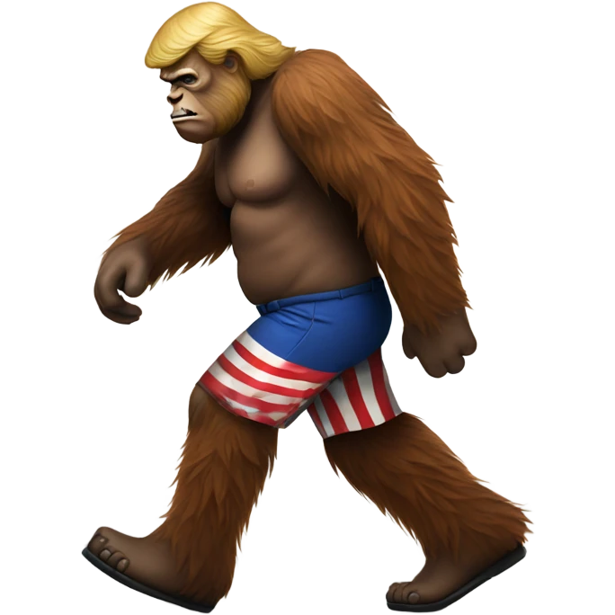Patriotic Trump Sasquatch walking emoji