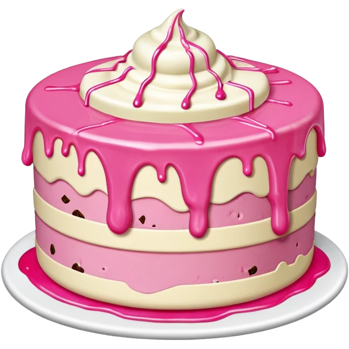 Melting pink SPAM MEAT Ice cream cake emoji