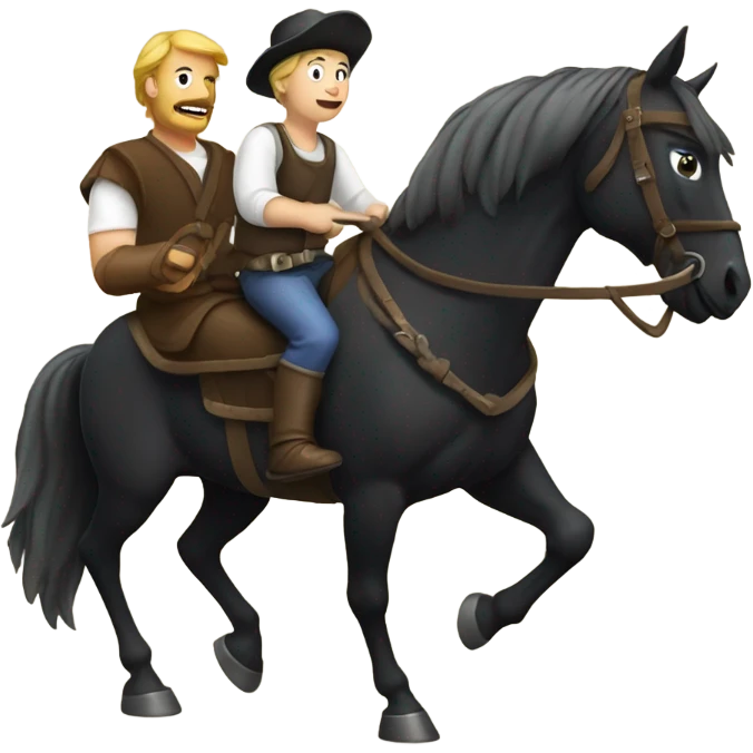 Beer brewer rescuing a princess riding a black horse emoji