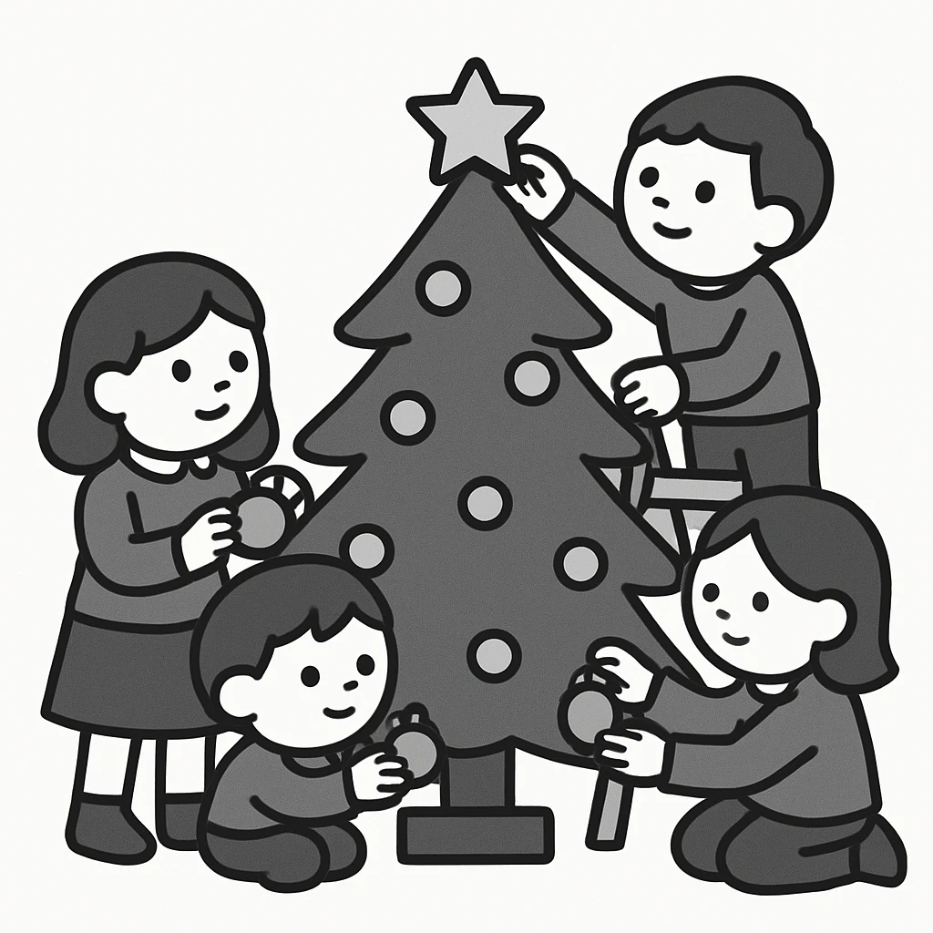 people decorating a Christmas tree emoji