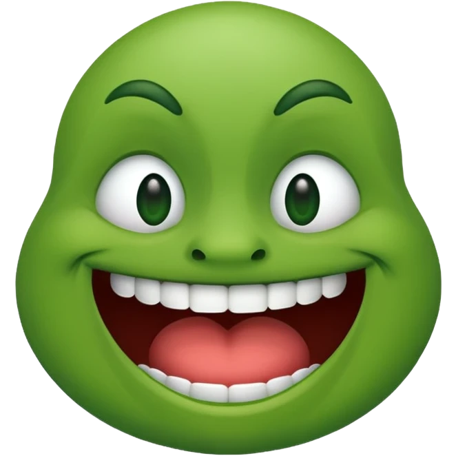 laugh make it green and a little ugly emoji