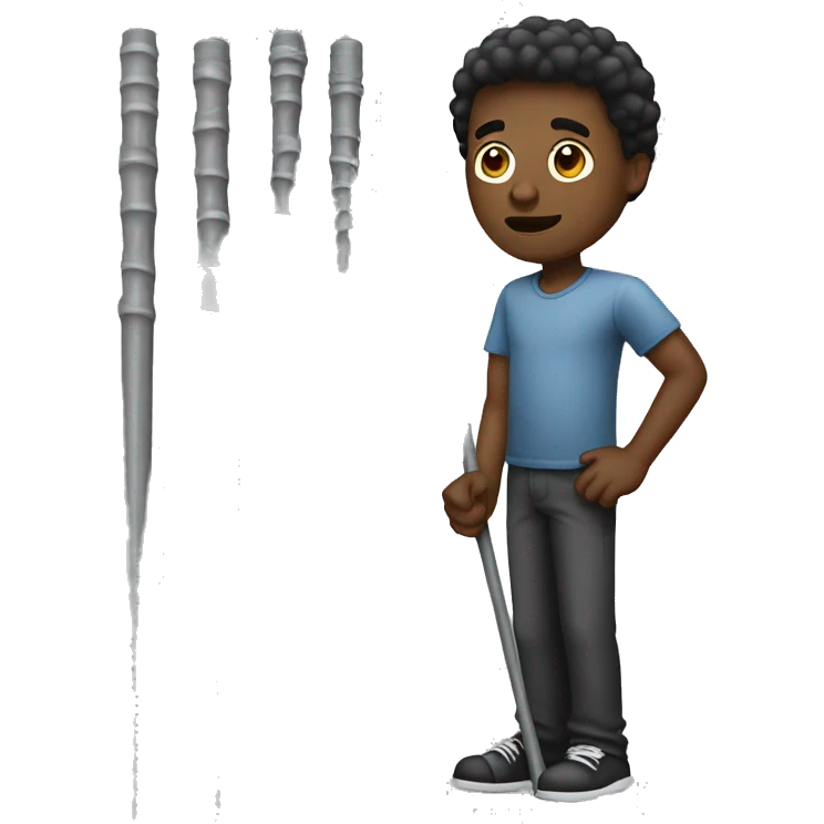 Black guy standing behind metal sticks emoji