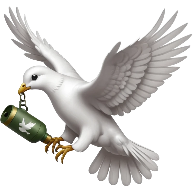 a flying dove carrying a grenade in its feet, inspired by the Hollywood Undead logo emoji