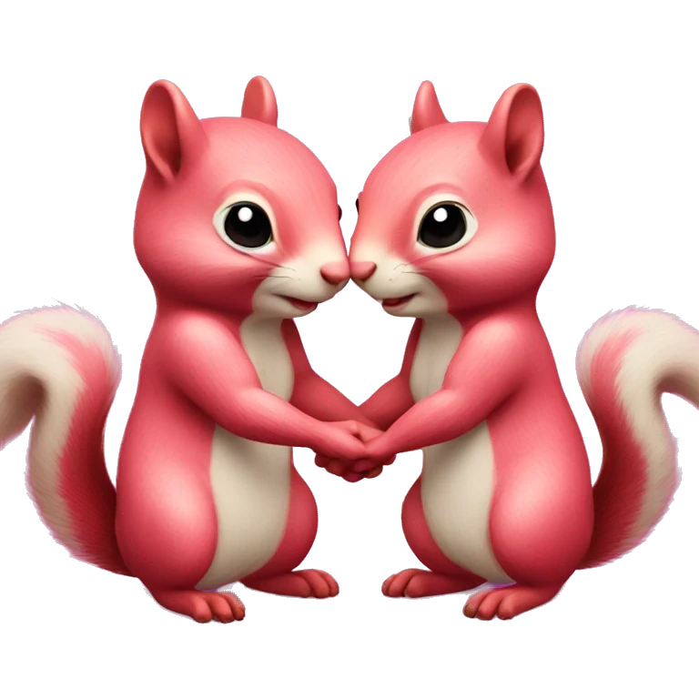 Pink Squirrels holding hands in love  emoji