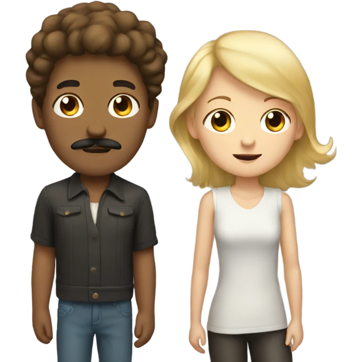 brown-haired boy with mustache with blonde girl emoji