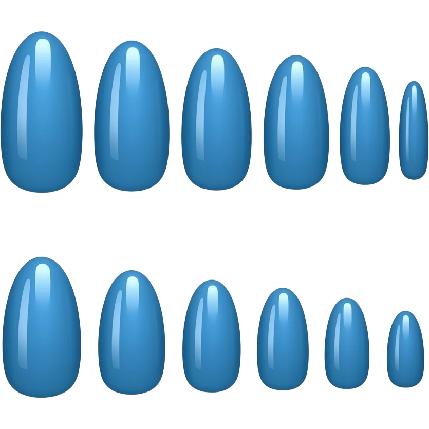 Press on Nail same sizes blue in a box emoji