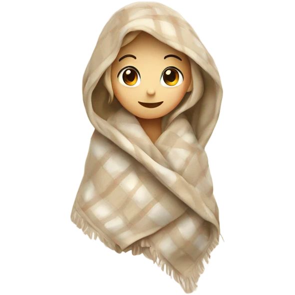 Beige clean girl folded plaid blanket  emoji