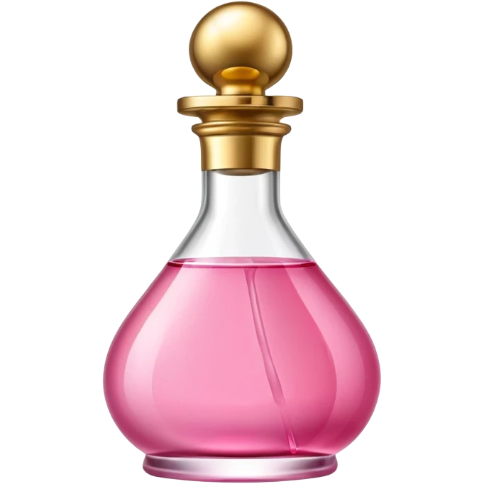 perfume bottle with pink liquid gold cap  emoji