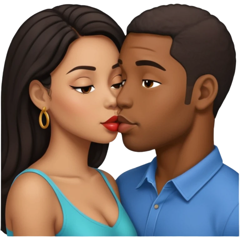 Black man and Latina women kissing  emoji