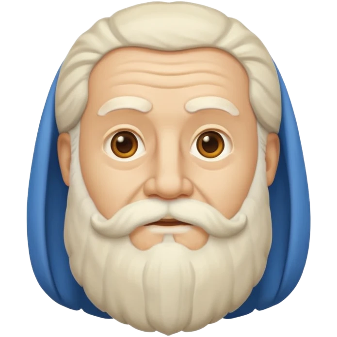 iOS emoji style, clean and modern flat design of Plato, flowing beard, wise and calm expression, ancient Greek philosopher emoji
