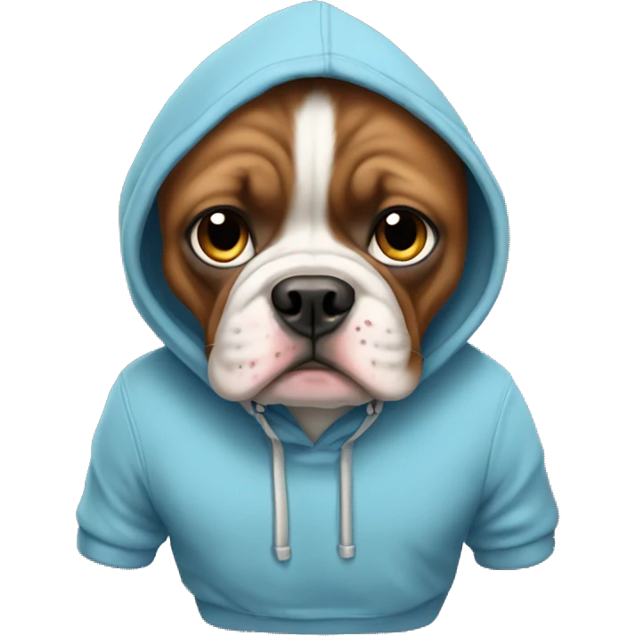 French Bully wearing a hoodie  emoji