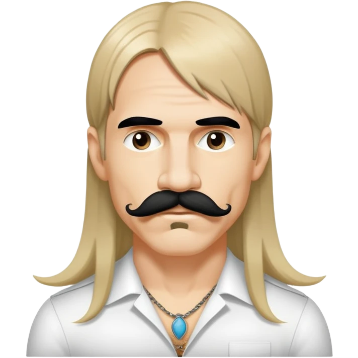 face of a rock singer with signature mustache and long hair, inspired by Anthony Kiedis emoji