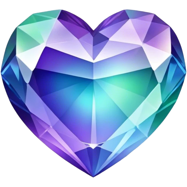 Gradient iridescent purple indigo blue cyan green crystal heart emoji