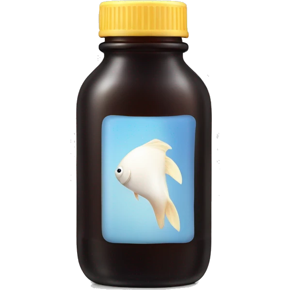 Dark glass bottle with fish oil emoji