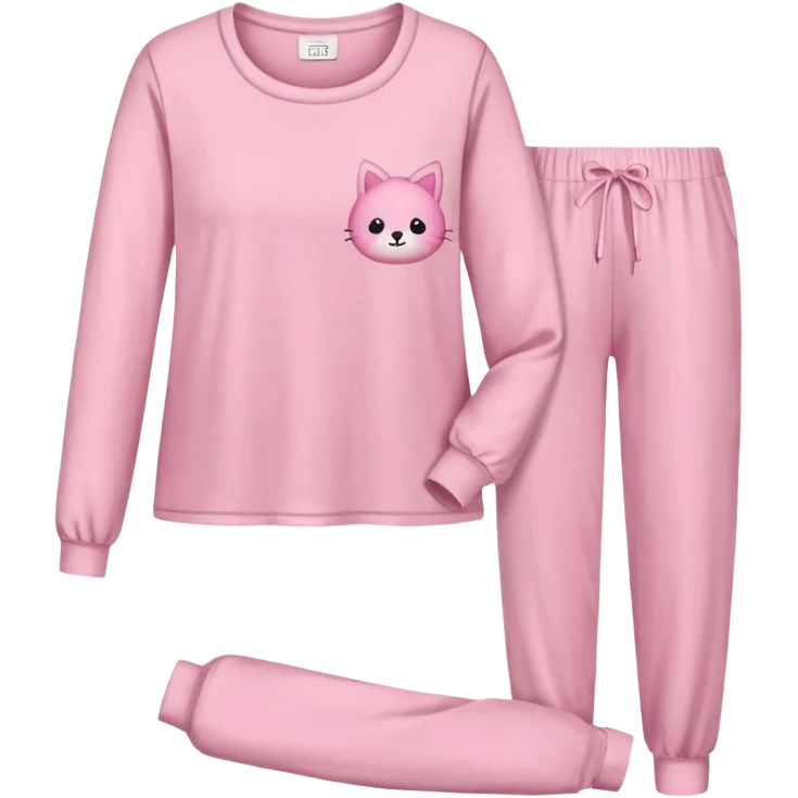  pink ozy two-piece pajama set with a soft fabric texture, long-sleeve top and pants, cute and comfy design, folded or on a hanger, pastel tones, realistic style, isolated on transp emoji