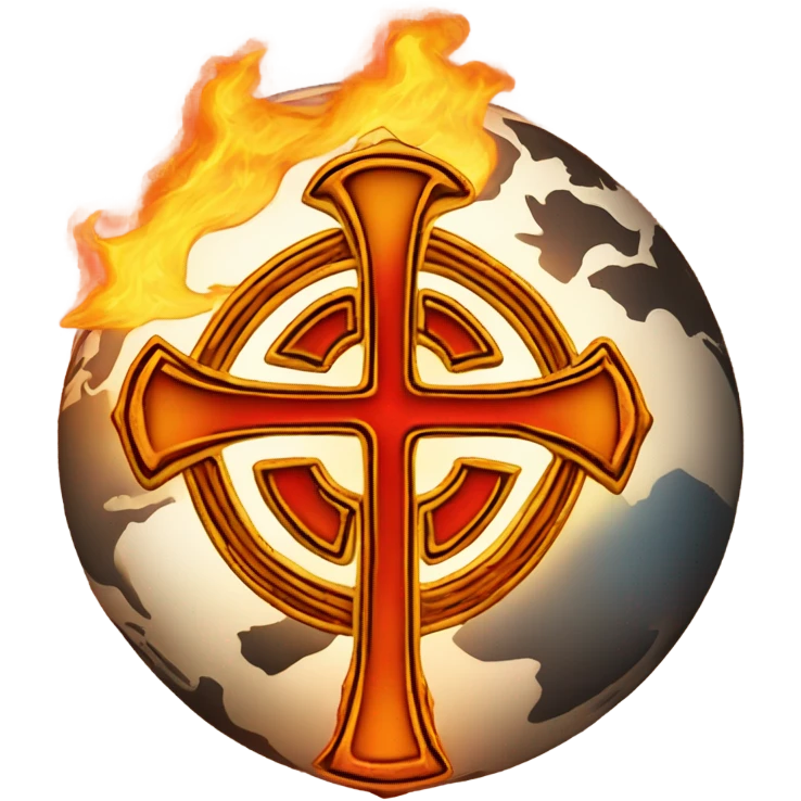Celtic cross with Earth on fire  emoji