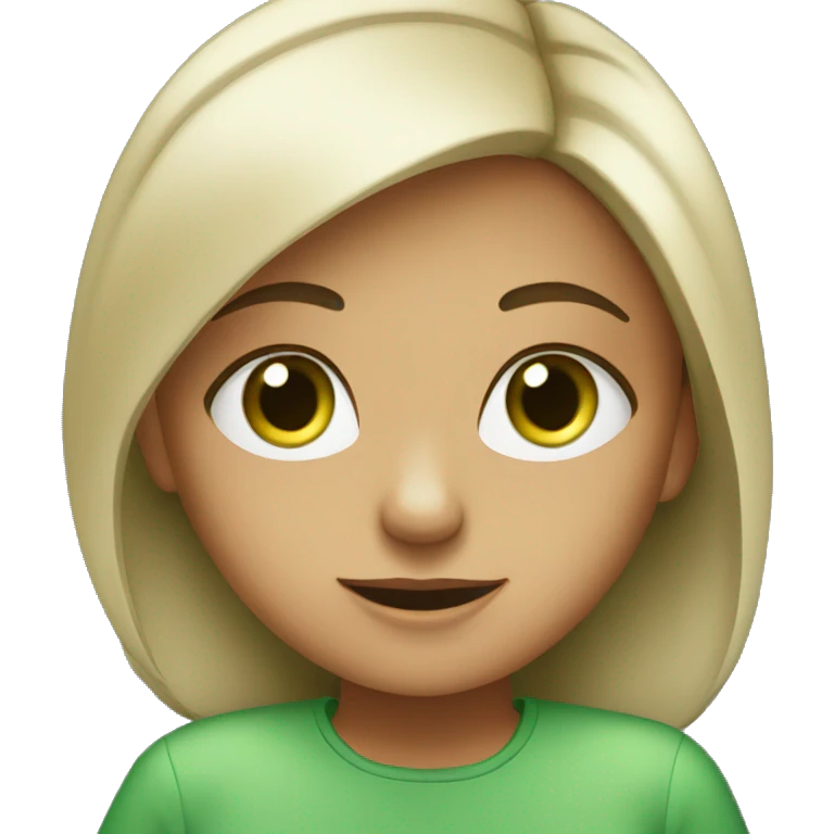 girl with green eyes looking at laptop emoji
