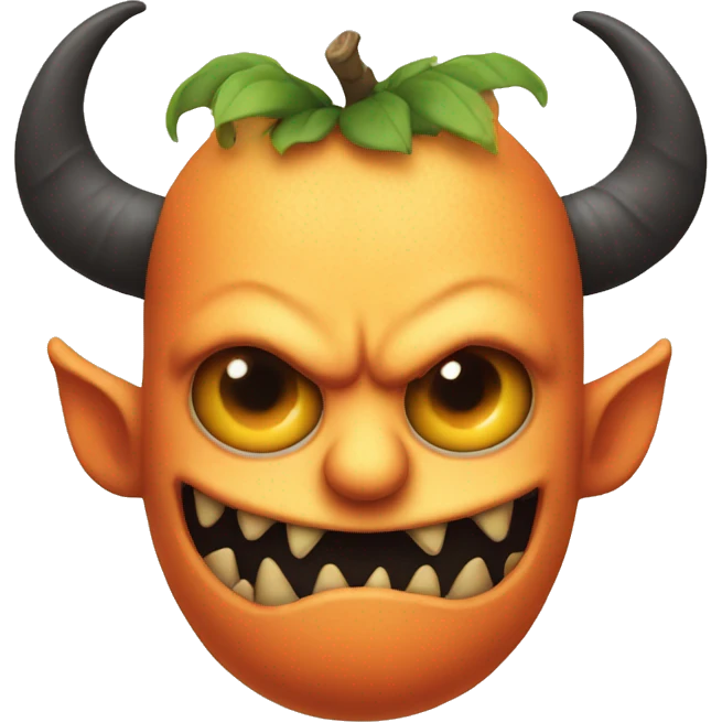 An evil apricot monster with horns. emoji