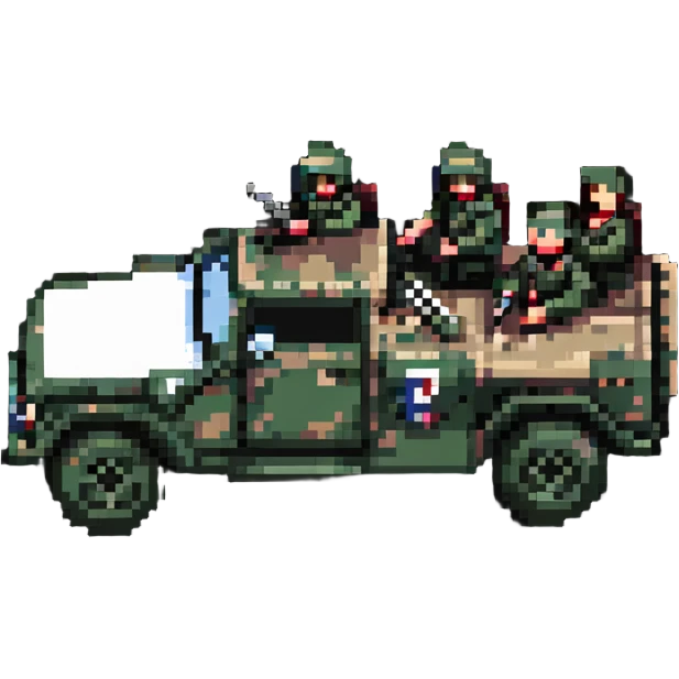 Military vehicle with soldiers emoji