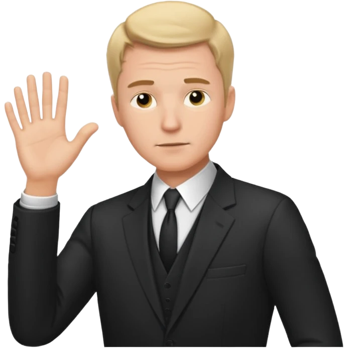 white man in formal suit in thought, shows something with his hand emoji