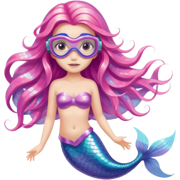 Mermaid wearing a light pink snorkel mask emoji