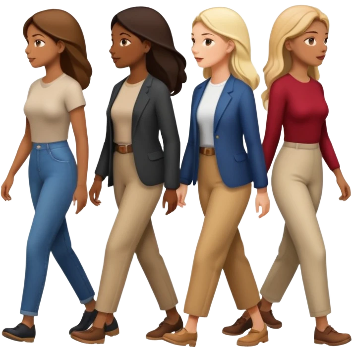 6 women interviewee walking side of face emoji