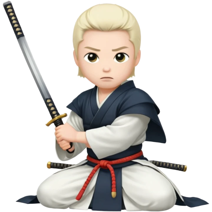 kneeling samurai in white robes emoji