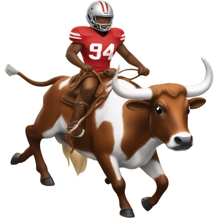 Buckeye mascot riding a longhorn emoji
