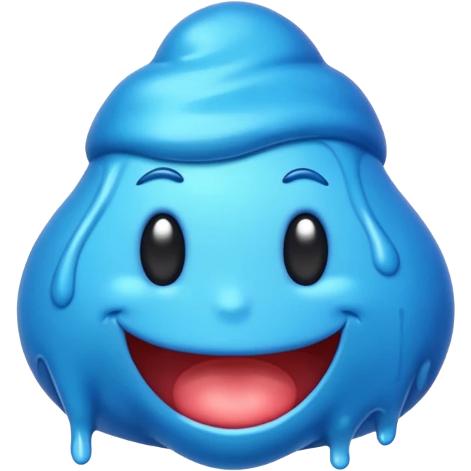 emoji con una textura irregular como un slime y con diferentes tonos de azul emoji