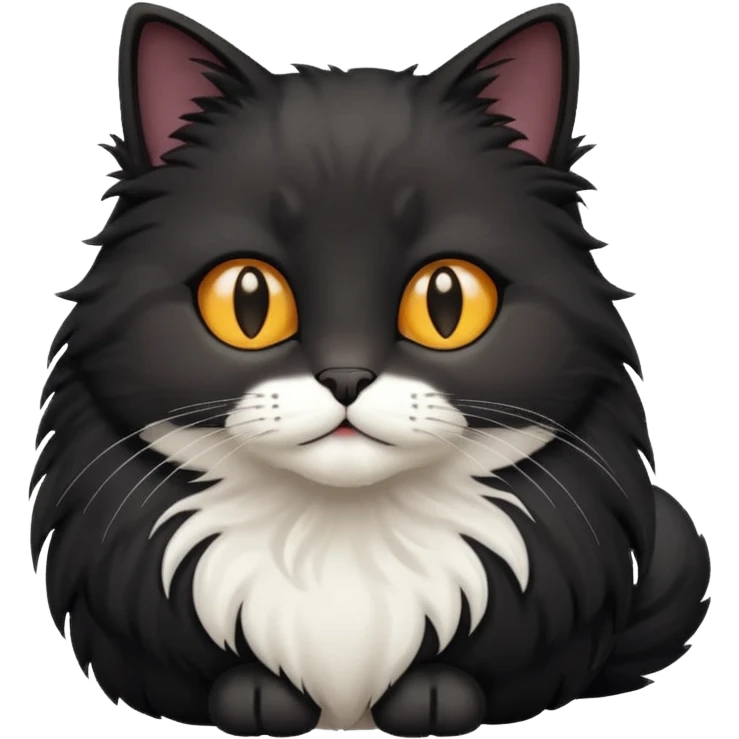 black fluffy cat with white paws and a white stomach  emoji