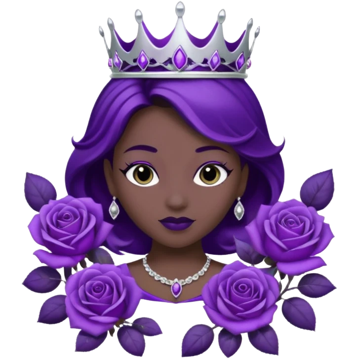 Purple shadow rose silver circle plaque with silver tiara emoji