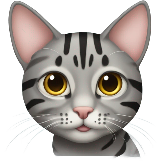 Gray tabby cat wearing a cancer ribbon emoji