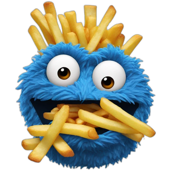Cookie Monster eating french fries emoji