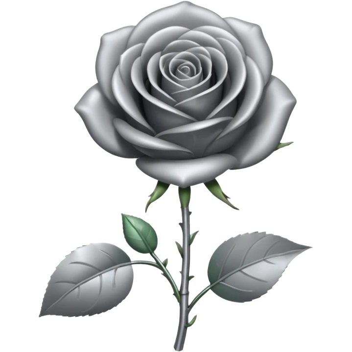 gray metal chrome rose, without green leaves, just flower emoji
